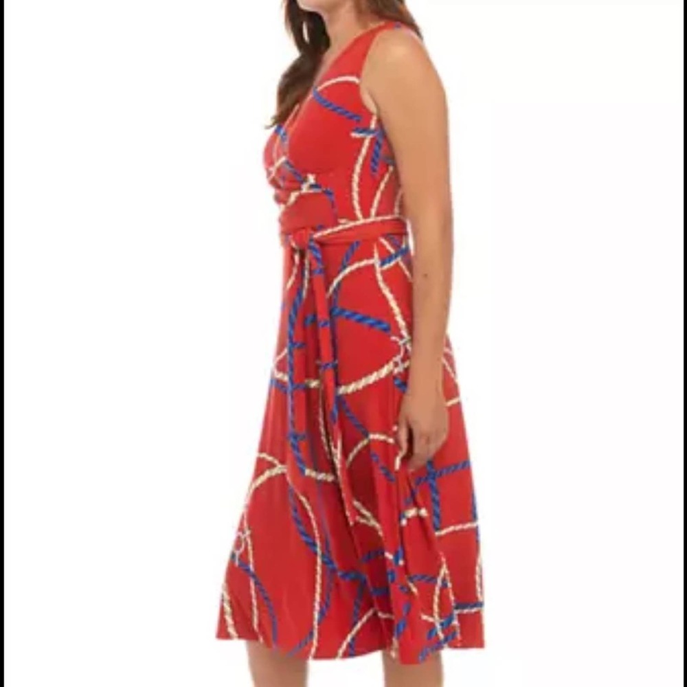 Lauren Ralph Lauren Red Rope-Print Midi Dress
